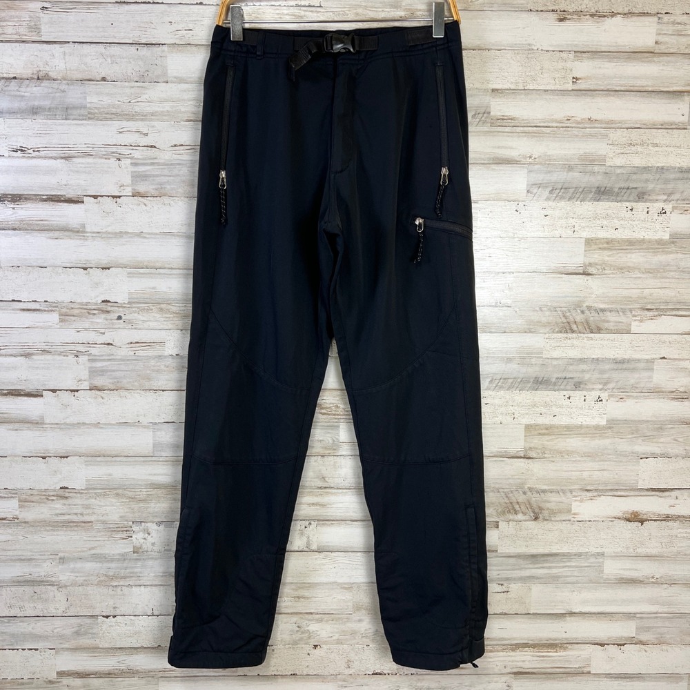 REI Hiking Pants Men Small Black Softshell Integrated Belt Zippered Pockets